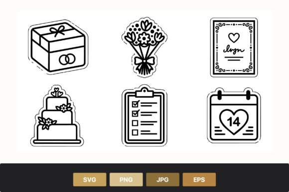 Elegant Wedding Icons Black and White for Modern Design