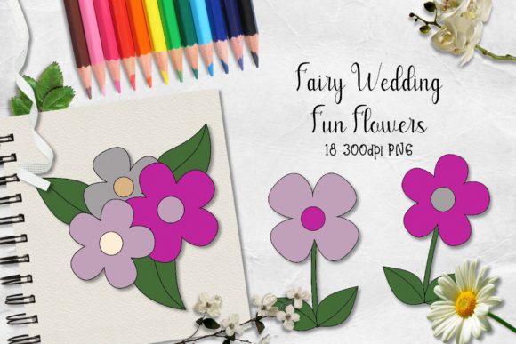 Fairy Wedding Fun Flowers Clipart for Enchanting Designs