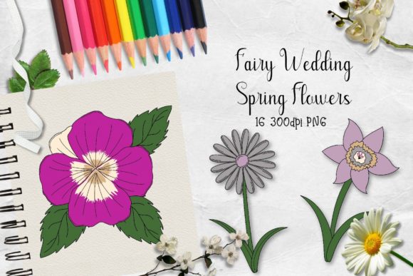 Fairy Wedding Spring Flowers Clipart for Dreamy Designs