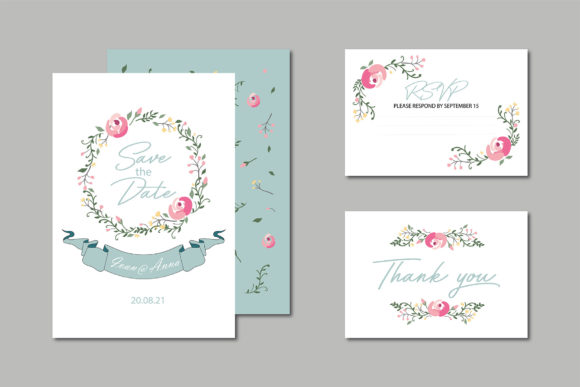 Floral Blooming Wedding Card Set: A Touch of Elegant Simplicity