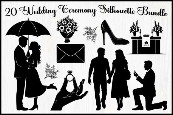 Timeless Elegance: The 20 Wedding Ceremony Silhouette Bundle