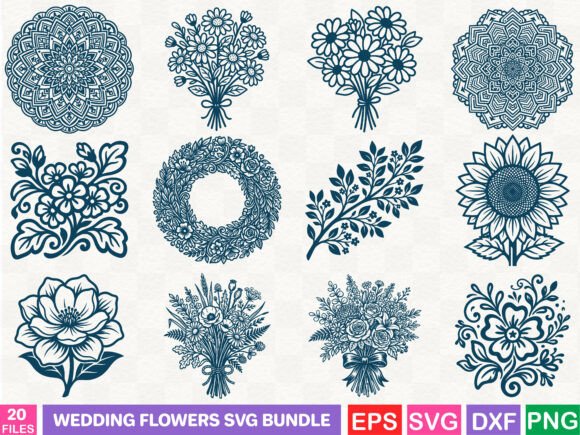 Wedding Flowers SVG Bundle: Your Go-To for Elegant Floral Designs