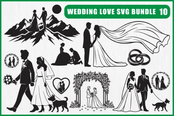 Wedding Love SVG Bundle: Elegant Silhouettes for Your Projects