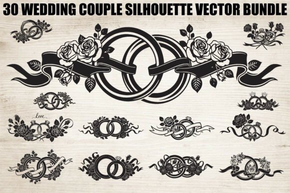 Wedding Rings Silhouette Bundle: 30 Designs for Meaningful Crafts