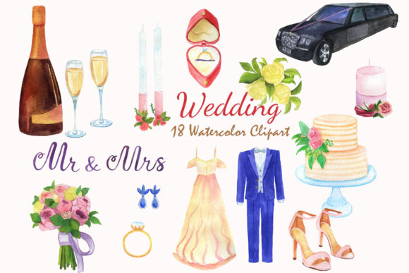 Wedding Watercolor Clipart: Adding a Hand-Painted Touch